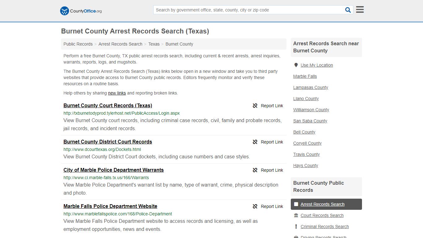 Arrest Records Search - Burnet County, TX (Arrests & Mugshots)